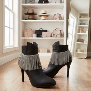 NEW Women Silver Metal Chain Boot Bracelet Shoe Long Fringe Charm Anklet PAIR